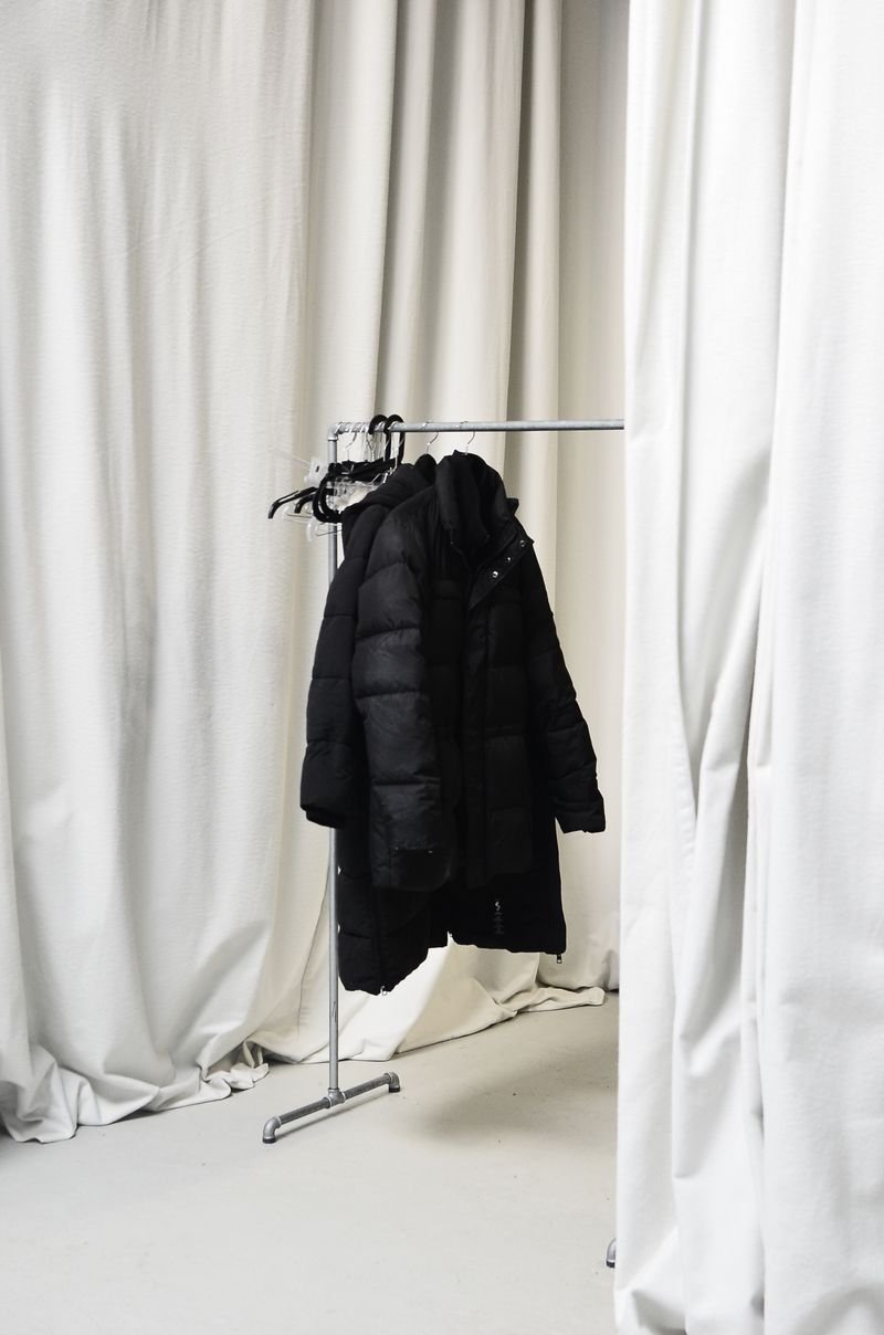 Jacket hanging on a clothes rack